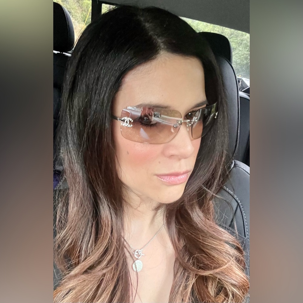 💯 Auth Chanel PINK 4017-D Swarovski Crystal Double C Gradient Sunglasses!